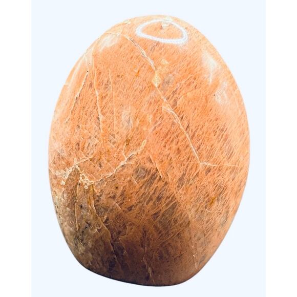 Peach Moonstone Free Form Approx 1245 ctw 4” T x 3 1/2” W - Picture 2 of 8